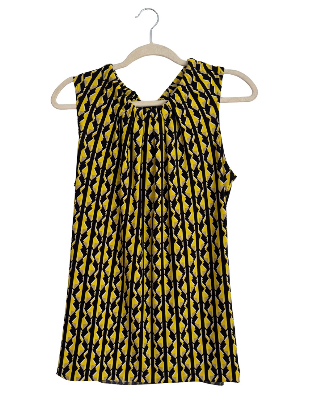 Anne Klein Yellow and Black Geometric Sleeveless Camisole